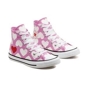 Converse Chuck Taylor All Star Hi Pink White Heart Print Sneakers Women’s 8 NEW